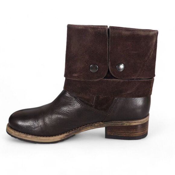 Clarks Volara Sky Fold Over Leather Suede Ankle Boots Brown Women's 8 - Picture 6 of 11